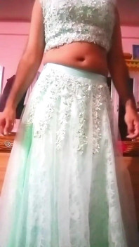 Indian Gay Crossdresser Bottom in Blue Lehanga