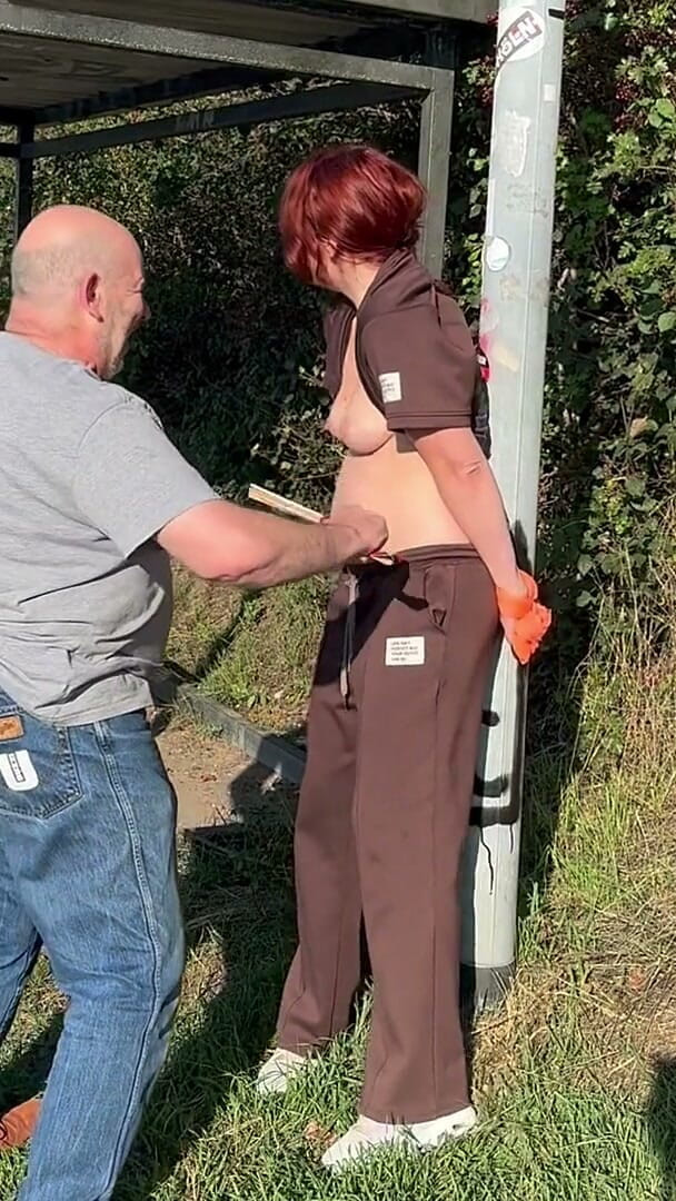 Elena917: Tits Play with Clamps and Weights, Outdoor Bondage for Tits...