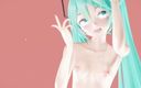 Smixix: Hatsune Miku 스트립 댄스 헨타이 중독 노래 MMD 3D - Akino Wistaria - 블루 헤어 컬러 편집 Smixix