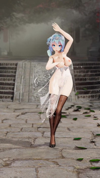 [mmd]ミク-透明なチャイナス、黒いシルクのサキュバス模様、大きな胸が揺れ、膣が露出するとき