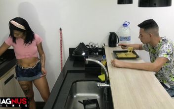 Cleaning Lady Sucked My Dick in the Kitchen