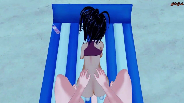 Hentai Smash: Kale wordt geneukt op het strand van je pov, tietenneukpartij...