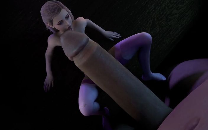 Wraith ward: Девушка-блондинка пытается изо всех сил, чтобы удовлетворить гигантский хуй: 3D порно