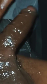 Cms Stroking His Big Black Cock (bbc) with Lots of Oil