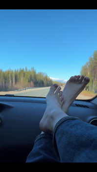 Feet on the dashboard