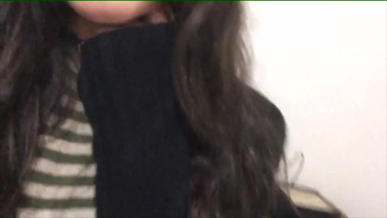Adorable Teen: Petite Latina chick puts on her college skirt and fishnet...