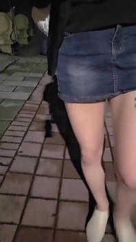 Shemale Ting Xuan Walks in a Super Mini Skirt