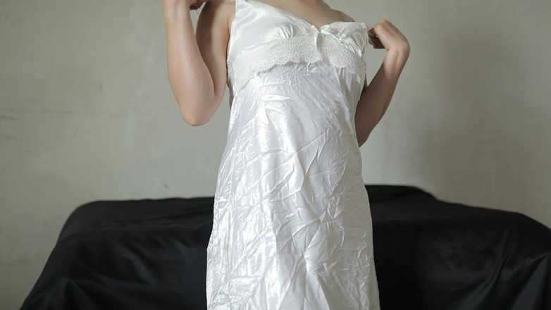 Satin silk studio: Horny Asian Girl Masturbation in Silk Satin Dress
