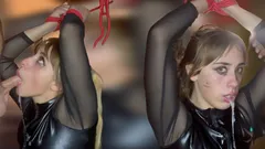 Hard Sloppy Face Fuck Deep, Oral Creampie Bondage
