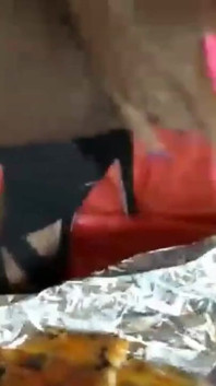 Naughty gurl pees on pizza