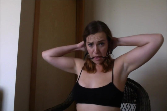 Selfgags classic: Self gagged girl next door plays a damsel in distress