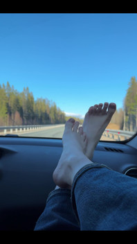 Feet on the dashboard