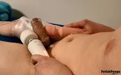 Orgasming with 3 Vibrators and Spitplay