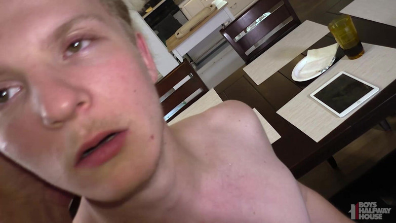 Boys half-way house: Butt-ravaged Teen Swallows 1st Load
