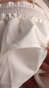 Trans Girl Pulled Cock Out From Under Her White Skirt and Cummed