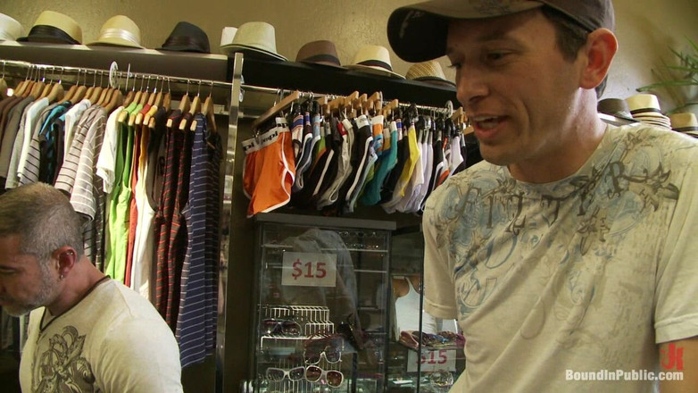 Bound in public: Cocky Stud Gets Gangbanged in a Clothing Store