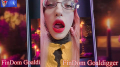 FinDom Goaldigger: बड़े लाल होठों के लिए गुपचुप परिवर्तन को रगड़ना