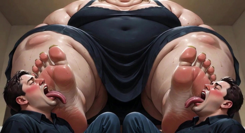 YOUR BEST FANTASY: Obese SSBBW Foot Domination - Male Slaves Cleaning Her Big Soft...