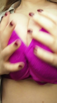 Huge Natural Boobs Teasing in Silk Shiny Shirt
