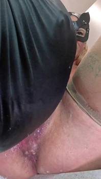 My Slave Sucking My Huge Pussy Torn Hose and Piss Play