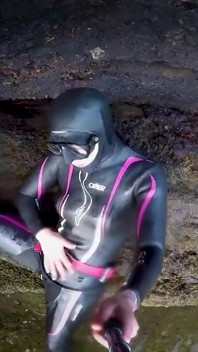 Neoprene Wetsuit & Dive Mask Masturbation by the Sea