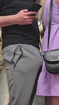 Almost Seen by Subway Passengers When She Touch Stranger's Dick Through Pants