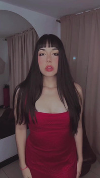 Brunette Hair and Red Dress