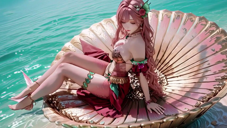 Seraphina Vale: Deep Sea Fantasy! the Pink-haired Mermaid Queen Lounges in the...