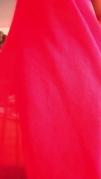 Indian Gay Crossdresser Gaurisissy Pressing Her Big Boobs in Pink Saree