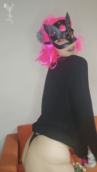 Feel My Excitement with My Kitty Mask and Natural Tits
