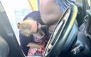 Big ass BBW MILF: Blondă excitată cu țâțe mari suge pula în aer liber, în afara mașinii