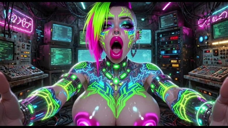 Hot girl dancing: Cyberpunk Style Women Bouncing Boobs, Ai Animation