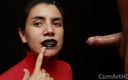 CumArtHD: CFNM - Red Turtleneck, Black Lips - Handjob + Cum Mouthful + Cum on...