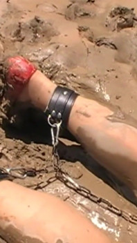 Julie Cunningham in Lingerie Wriggles Hard in Mud Hogtied with Chains. Sploshing Dirty Whore. Huge Tits Covered in Mud.