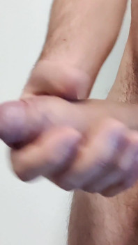 Jerking off closeup with cum dripping out