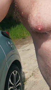 Outdoor Break in Pantyhose on the Dirt Road