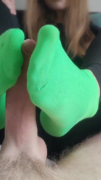 Sockjob în șosete Bright Green Gleznă