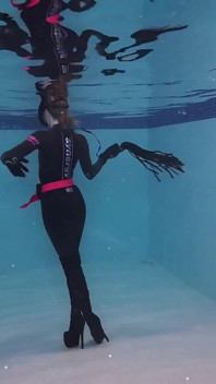 Underwater Wetsuit Dominatrix Tease in Heels