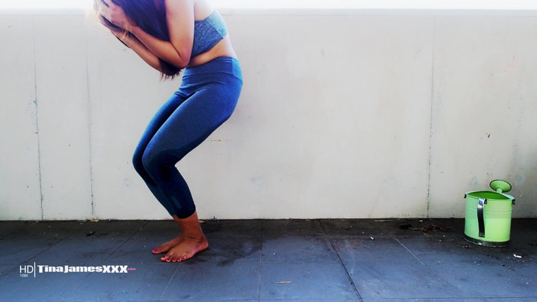 TinaJamesXXX: Desperation pee 1 - Locked out on the balcony