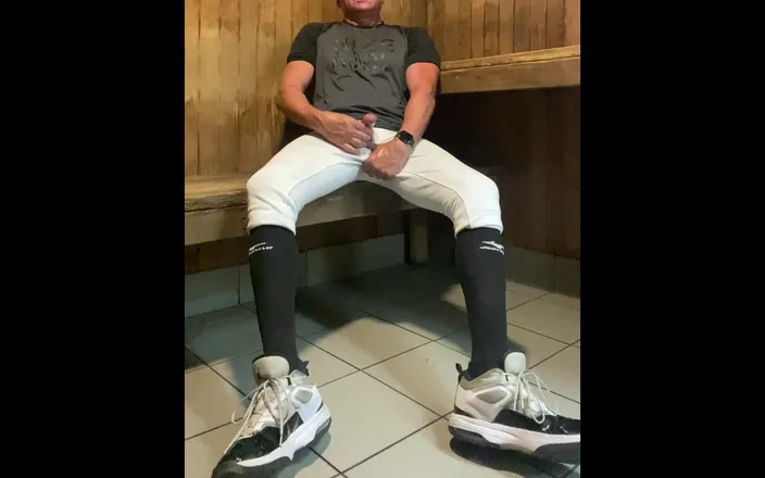JockDad87: Buff Jacked Jockdad87 Edges in Baseball Gear in the Sauna