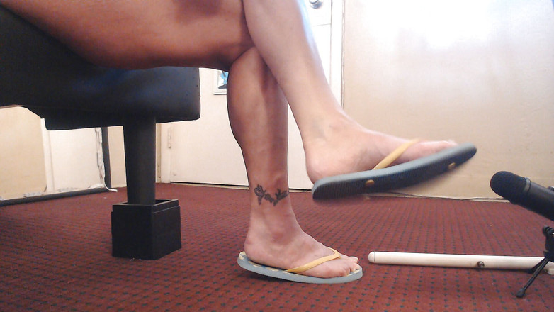 Abby Anna: ASMR 레몬 블루 플립플롭 슈즈 플레이 때리기