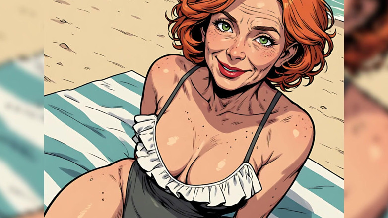 AI Porn: Rivelando costumi da bagno con la Scollatura Matura (la maliziosa Ai)