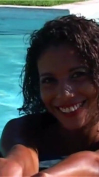 Priska Farel: Priska Farel Plays the Cat by the Pool. This Is so Cute