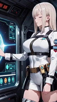 Momentos privados dentro de la nave cada vez mayor en que su uniforme blanco es estirado a la perfección