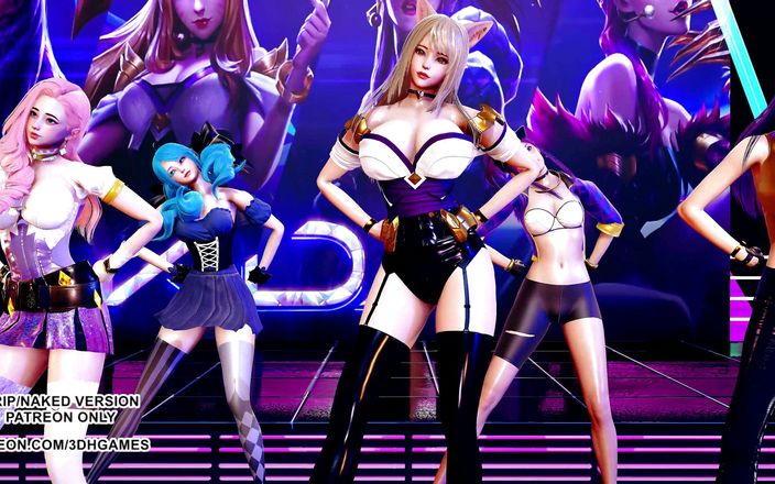 3D-Hentai Games: Gfriend - Szklany korali Ahri, Akali, Seraphine, Kaisa, Gwen hot Kpop...