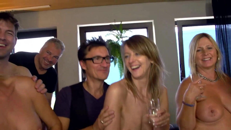 Deutschland porn: Black and white, old and young orgy party...cum in mouth