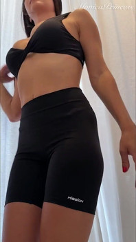 Trying on Tight Shorts and Top in a Fitting Room