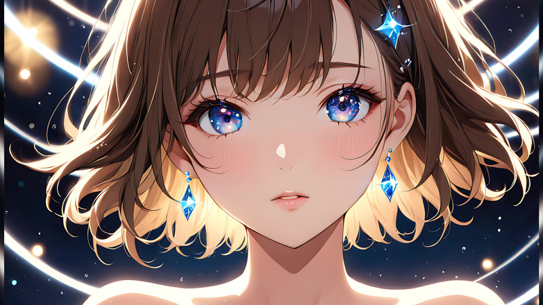 LustRender: ボケの夢:浮かぶ光の中の美しい若い女性