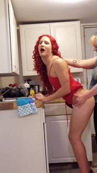 Red Dress Sissy Dominated by Woman