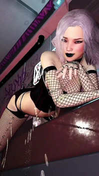 Awek Cyberpunk memancut mani seperti futa pancutan air / transeksual